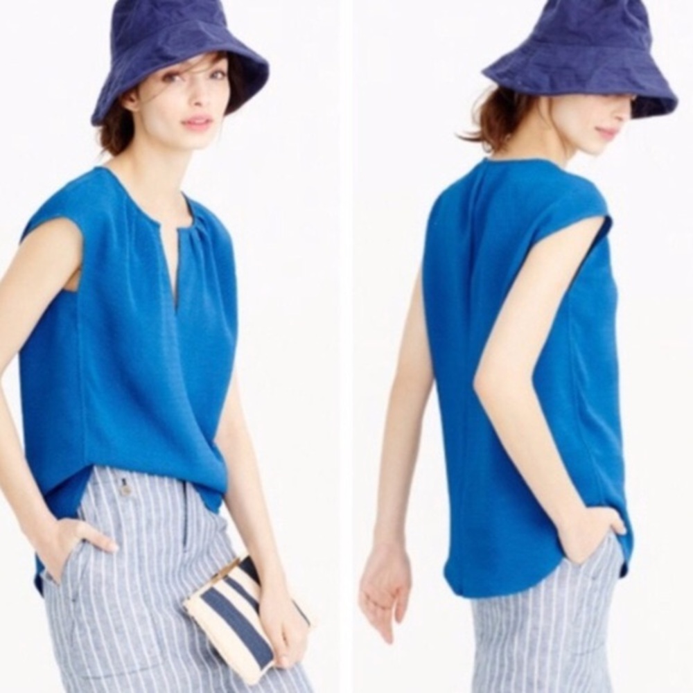 J. Crew Honeycomb Blue Sleeveless Tank Top